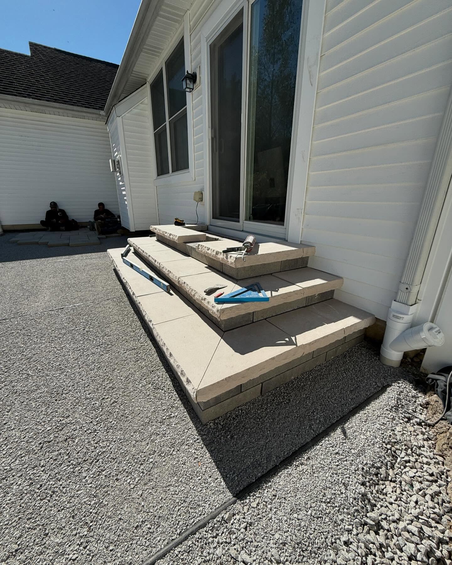 Stone steps under construction